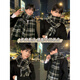 Woodpecker (TUCANO) scarf men's winter 2025 new versatile Korean plaid scarf for women as a gift for boyfriend, couple neck scarf to keep warm, double-sided wear-black, ready for immediate delivery, main picture style