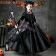 Bei Haomeng MERRIER SWEETIE Halloween girls dress character witch vampire costume dark queen dress up little devil masquerade night witch + horn + staff necklace + Halloween stickers one size 150cm