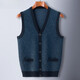 KING DEER Ordos Cashmere Sweater Men's Vest Middle-aged and Elderly Father's V-neck Diagonal Cardigan Real Pocket Vest Black Gray L 175 130-150Jin Jin is equal to 0.5 kg
