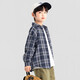 Duojia salt-style literary style boys' shirts 2025 autumn handsome and refreshing small blue checkered long-sleeved children's cotton tops blue checkered 130