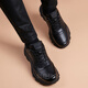 Sanqi tiger sports style men's genuine leather breathable heightened casual toe-layer cowhide shoes black versatile thick sole black 1291 38