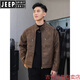 JEEP SPIRIT Maillard leather jacket men's motorcycle style autumn top trendy brand handsome American retro brown high-end leather jacket brown M