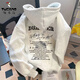 Woodpecker hooded sweatshirt for men in autumn and winter American letter print design loose thickened velvet jacket trendy hoodie top white gray (regular style) XL recommended weight 120-140Jin Jin is equal to about 0.5 kg