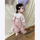Xinnan Baby Autumn Clothes Winter One-Year-Old Girl Toddler Clothing Doll Collar Shirt Overalls Two-piece Baby Clothes Pink Floral Bunny Suspender Set 90 Codes