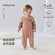 Babylove baby jumpsuit autumn and winter pajamas for men and women solid color romper simple elastic micro-velvet warm clothes
