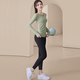 Lugeli Yoga Suit Running Sports Suit Spring and Summer Cycling Suit Women's Pilates Training Fitness Suit Yoga Pants V-neck Yoga Suit Green + Black XL Recommended 120-135 Jin Jin equals 0.5 kg