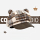Wanzhuang 2025 New Bear Ear Plaid Beret Autumn and Winter Shows Small Face Brown One Size
