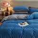 Langsha's new type A baby velvet Dove velvet baby velvet milk velvet French velvet solid color four-piece set plus velvet thickened bedding Blue blue + Nordic gray bed sheet style 1.2m three-piece set
