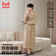 Catman Warm Sherry Velvet Pajamas Couples Pajamas Men's Winter Striped Extra Long Warm Simple Bathrobe Beige 2XL