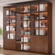 Melan bookcase with glass door display wine cabinet home living room hand-made integrated wall to top bookshelf solid wood walnut color 40 single door walnut color installation included standard version delivered to the home