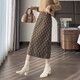 Awakening Paradise Winter Hip Skirt High Waist Slim Versatile Retro Plaid A-Line Woolen Skirt Women Green Plaid L