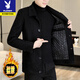 Playboy young men 2026 high-end new short woolen jacket coat lapel husband handsome coat high-end jacket men upgraded version black 719 style XL wear 130Jin Jin is equal to about 0.5 kg
