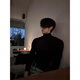Digada American black turtleneck sweater for men in spring and autumn, handsome and versatile bottoming suit with high-end casual sweater JGCL-M04 black XL