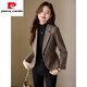 Pierre Cardin (Pierre Cardin) brown short blazer for women petite 2025 new autumn temperament slim slim casual small suit 1375 brown suit 3XL (131-140Jin Jin equals 0.5 kg)