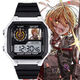 Ayub Border Prison Bus Company Moon Plan Peripheral Watch Game wasserdichte elektronische Uhr Small Square Birthday Gift Student [Fashion Silver Black] D12187 Elektronische Uhr