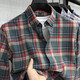老人头（LAORENTOU）经典款加厚纯棉格子长袖衬衫中青年男士秋季 IF-25143蓝红格 XL 推荐140-160斤