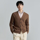 Angel Bird Cardigan Men's Autumn Men's Business Casual Cardigan V-neck Pure Wool Versatile Long-Sleeved Sweater Jacket Men Gravel Color L -48(175/96)