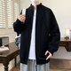 FKDK cardigan sweater men's autumn and winter lamb velvet sweater jacket men's trendy loose zipper thickened casual sweater gray XL