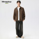 MMOPTOP old money velvet leather texture jacket autumn and winter men's handsome loose casual jacket MJK12 coffee XL