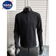 NASALIKE American Polo Henley shirt men's long-sleeved T-shirt spring and autumn trend cleanfit inner casual men's base sweatshirt black upgrade 5XL 200 to 230Jin Jin equals 0.5 kg can be worn