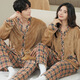 Fenton 2025 Autumn and Winter New Coral Velvet Plaid Couple Pajamas Can Be Weared Outside Age-Reducing Coffee Color Coffee Plaid Women F001 L