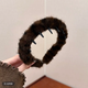 (7 colors selected) Korean retro leopard print toothed plush headband women's non-slip face wash hairpin headband 2025 autumn and winter beige