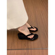 Sheepskin French-style wedge sandals 2025 new casual flip-flops thong thick-soled sandals black 37