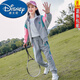 Disney (Disney) Girls Suit Autumn Children's Long-Sleeved Jacket + Casual Pants Two-piece Set for Older Children New Little Girl Suit Smiley Contrast Color Suit - Gray 130cm