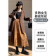 A-line skirt for women 2025 new autumn and winter pleated long skirt, high-end, small, suede, versatile, black, one size
