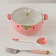 Sailotou instant noodle bowl three-piece set strawberry ceramic i-style double-eared soup bowl with lid student eating bowl cute girly tableware Strawberry instant noodle bowl + spoon + chopsticks