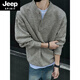 JEEP SPIRITcleanfit henley collar sweater men's autumn and winter warm sweater men's inner long-sleeved base sweater dark gray XL 130 to 145Jin Jin equals 0.5 kg can be worn