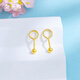 Jinzhifu Guangzhu gold earrings for women, round beads and solid gold earrings for girlfriend, wife, Mid-Autumn Festival birthday gift for women, about 0.95 grams (refund for more)
