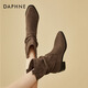 Daphne (Daphne) Retro -Pfahlstiefel für Frauen 2025 Herbst neue Frauenstiefel Casual Short Stiefel Western Denim Stiefel Khaki Single -Layer -Absatzhöhe 5cm 38 (240 mm)