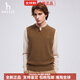 HAZZYS autumn new henley collar cardigan vest sweater men's solid color fashionable inner top navy blue M 170_92A_46