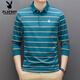 Playboy Pure Cotton Streifen Langarm T-Shirt Herren Frühling und Herbst Casual Vielseitig vielseitiges Top-Lampe-Mode-Polo-T-Shirt Amap/2356 Dunkelgrau L 17088a