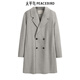 太平鸟男装 含耗牛绒中长款羊毛呢大衣男B1AAE4B03 灰色1 XL
