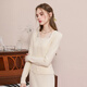 Sancai 2025 new winter knitted suit spliced sweater top skirt two-piece set M milk white L 165/88A