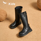 Red Dragonfly Children's Shoes Girls 2025 Winter Children's Cotton Shoes Leather Boots Black High Boots Q54BM073 Black 35