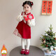 Children's new Chinese style buckle cheongsam autumn and winter velvet baby girl national style patchwork vest skirt girl children's clothing set red 100 cm