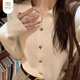 Modal lapel bottoming shirt for women with small fragrance style 2026 autumn and winter new sweater soft waxy sweater long-sleeved top Apricot