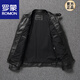 ROMON 2026 new heavyweight first-layer imitation cowhide leather jacket men's stand-up collar motorcycle jacket for young and middle-aged spring and autumn large size jacket black 2102 black S