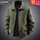 JEEP SPIRIT 2025 Spring and Autumn New Pilot Cotton Work Jacket Men's Fashion Loose Casual American Retro Jacket Camel XL Recommended 130-145 Jin Jin equals 0.5 kg Wear