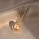 Chow Runxi micro-encrusted diamond bird's nest necklace natural freshwater pearl light luxury niche design pearl pendant clavicle chain picture color