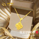 CHINA GOLD Four-leaf clover 18K gold necklace girls K gold light luxury pendant birthday gift for girlfriend and wife anniversary high-end 18k colorful brushed four-leaf clover pendant with 925 silver chain