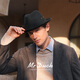 Mr DUCK Australian pure wool handmade top hat rolled edge foldable casual high-end jazz hat for men, warm and breathable in autumn and winter, royal black (top hat) M (suitable for 56-57cm head circumference)