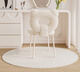 Tulio Light Luxury Makeup Stool Bedroom Dressing Stool Modern Simple Small Household Dressing Table Chair-like Manicure Stool Skin-Friendly Cat Scratch Leather + Solid Wood Legs-Cream White Makeup Stool