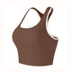 Weightlifting sports bra for women, female racer-shaped back, yoga vest, Pilates training wear, running fitness underwear, pine cone brown one-piece racer-shaped back, S S