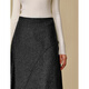 INMAN Simple Commuting Black Wool Skirt 2025 Winter Women's New Slim A-Line Skirt Midnight Black L