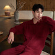 Sha Qian Autumn and Winter New Red Half Velvet Couple Pajamas Newly Married Men and Women Coral Velvet Home Clothing Set L857061-L957061 Maroon L Female (Height 166-170, Weight 100-130)