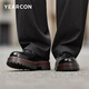 Yierkan men's shoes fashion trend business derby shoes thick sole heightening casual shoes 96152W black 40